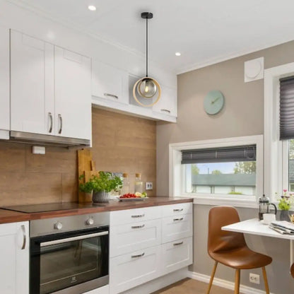 Modern Smoked Glass and Bamboo 1.2m Pendant Light for Kitchen Ceiling. - Light fixtures UK