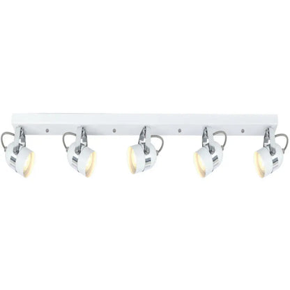 Modern 5 Way Straight Bar Ceiling Spotlight Fitting in a Gloss White Finish UKEW