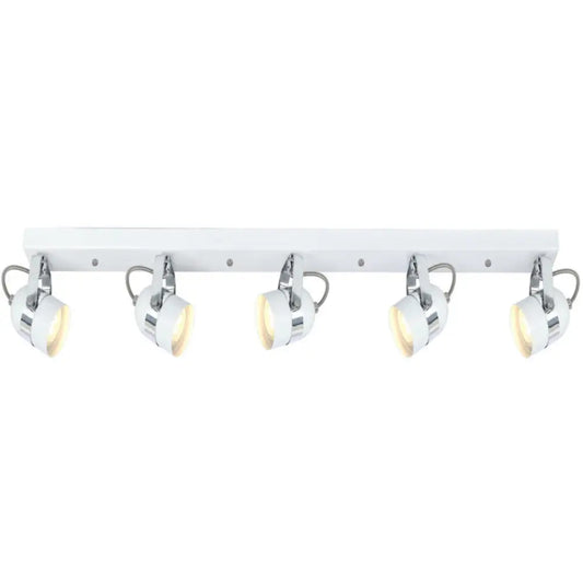 Modern 5 Way Straight Bar Ceiling Spotlight Fitting in a Gloss White Finish UKEW
