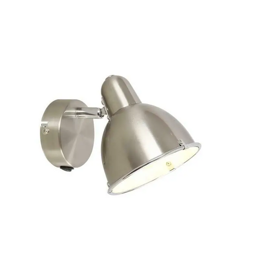 Single Bedside Lamp Shade wall Light Fitting Rocker Switch Satin nick Chrome UKEW