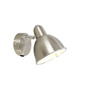 Single Bedside Lamp Shade wall Light Fitting Rocker Switch Satin nick Chrome UKEW