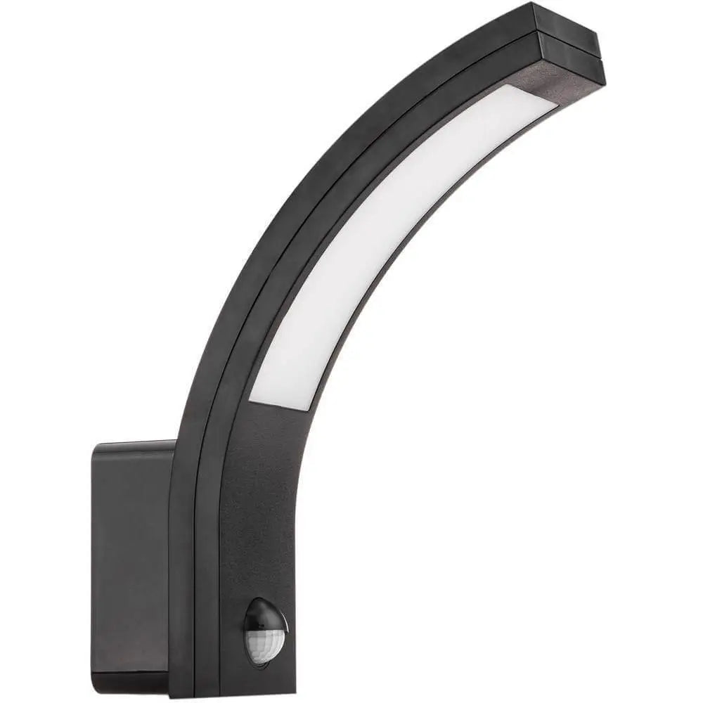 Outdoor Wall Light Curved Arc 10W LED PIR Motion Sensor Black IP54 Security Lamp - Light fixtures UK