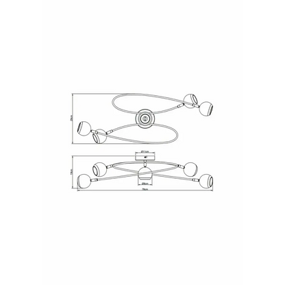 Contemporary 5 Way Ceiling Retro Swirl Arm White Round Adjustable Ball Fitting BALL