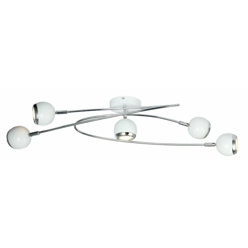 Contemporary 5 Way Ceiling Retro Swirl Arm White Round Adjustable Ball Fitting BALL