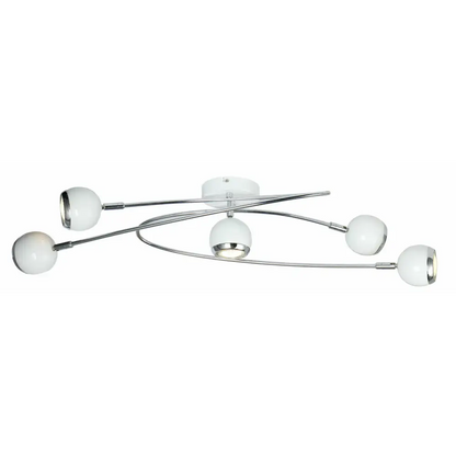 Contemporary 5 Way Ceiling Retro Swirl Arm White Round Adjustable Ball Fitting BALL