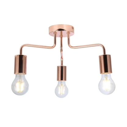 Retro Style Over Table 3 Way Ceiling Light Fitting  ,Rose Gold/Black/Chrome UKEW®