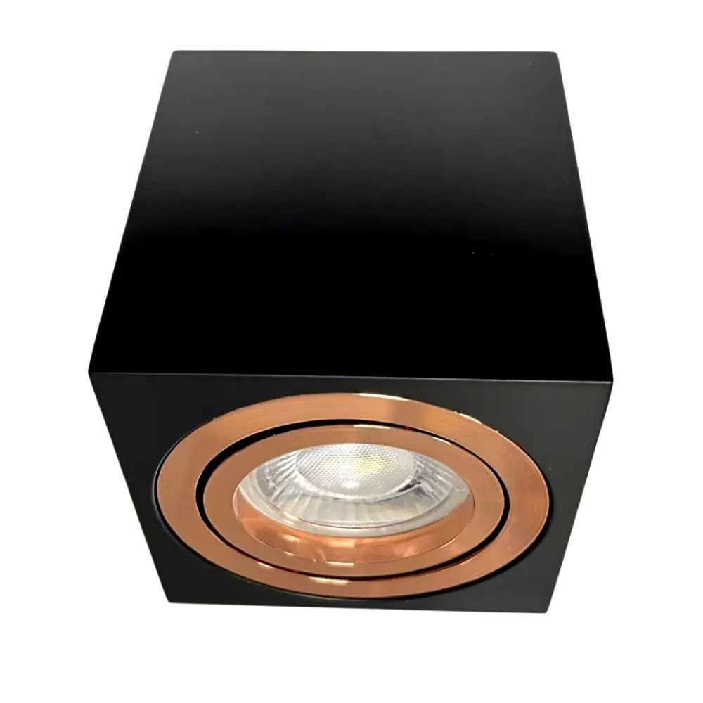 Ceiling Light Surface Mounted Downlight GU10 Spot Square Black& Rose Gold IP20 UKEW