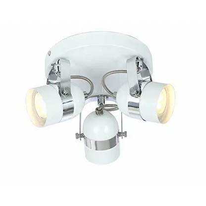 Retro Round White 3 Way Ceiling  Base Spotlight GU10 Light Fitting UKEW
