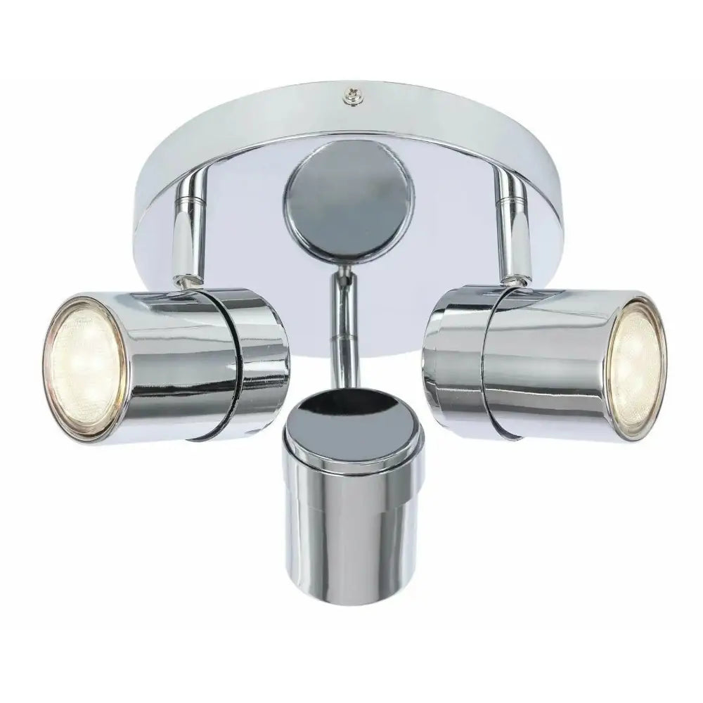 3 Way Round Chrome Interior Ceiling Mount Spotlight Light Silver UKEW