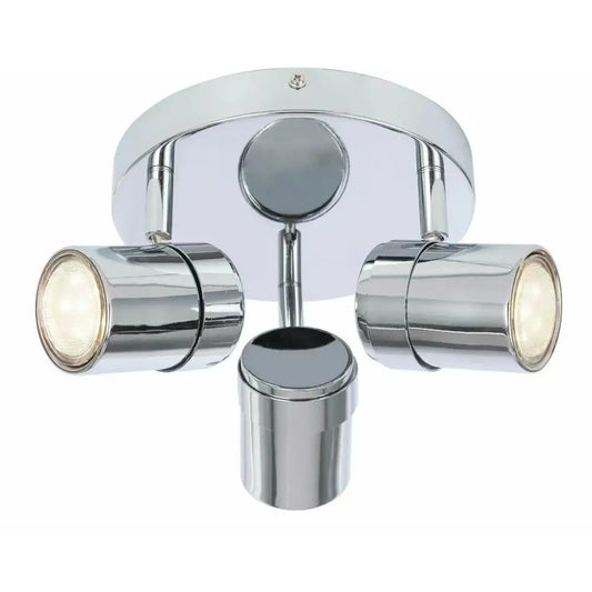 3 Way Round Chrome Interior Ceiling Mount Spotlight Light Silver UKEW