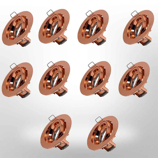 Pack of 10 Rose Gold Downlights GU10 Ceiling Tilt Recessed Spotlight twist lock Lock & Lock
