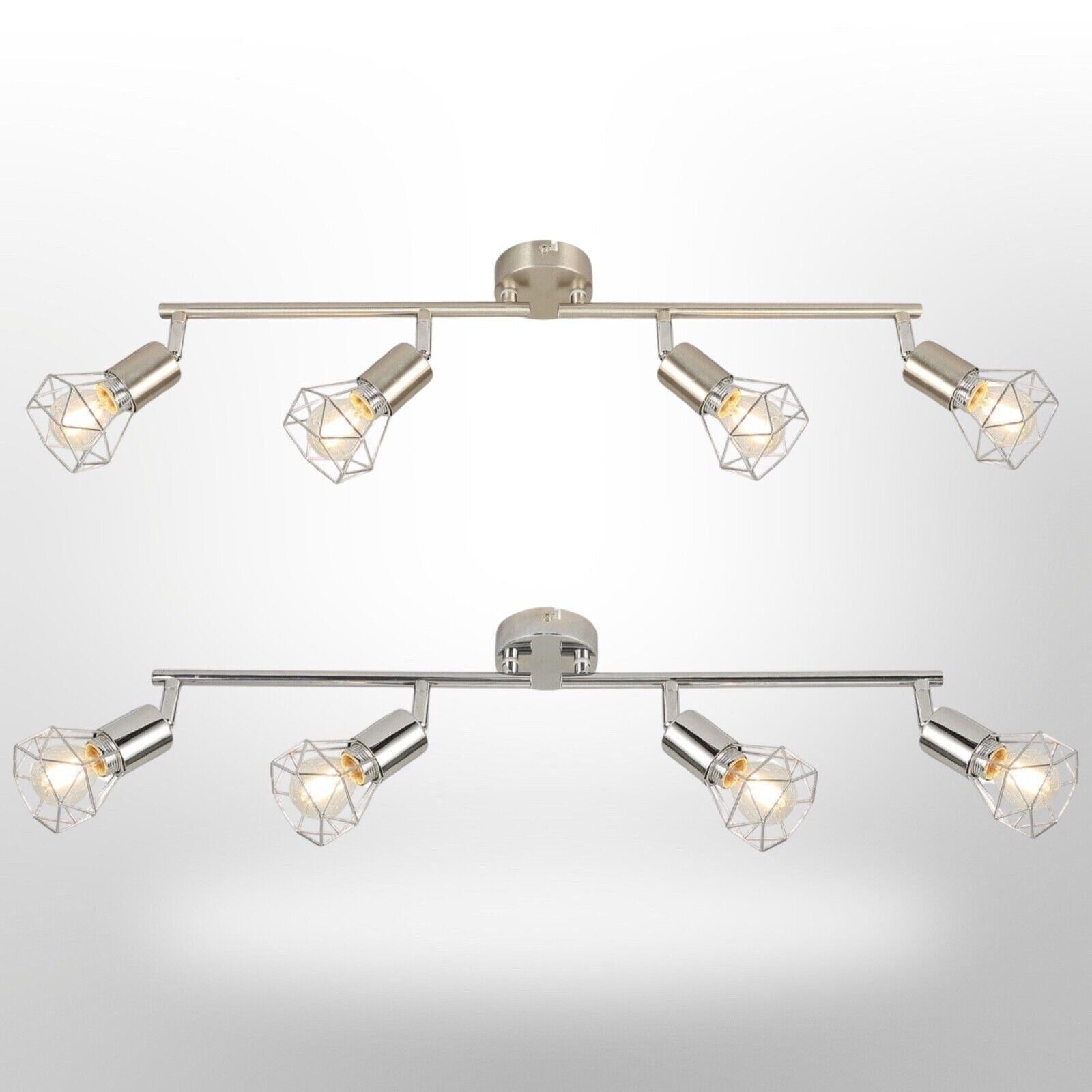 Cage Ceiling Light Industrial 4-Way Fitting Straight Bar and Rotatable