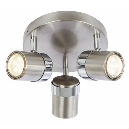 Satin 3 Way Round Plate Interior Ceiling Spotlight adjustable light UKEW