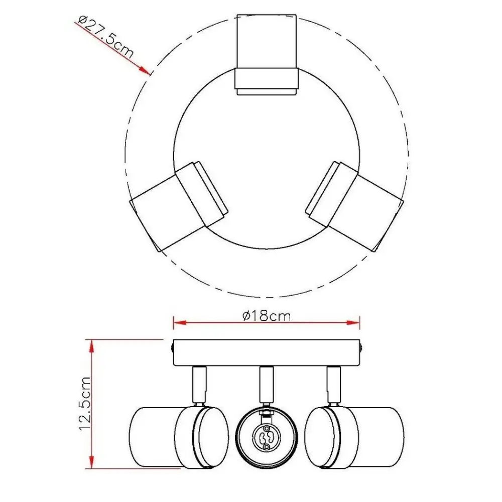 Satin 3 Way Round Plate Interior Ceiling Spotlight adjustable light UKEW