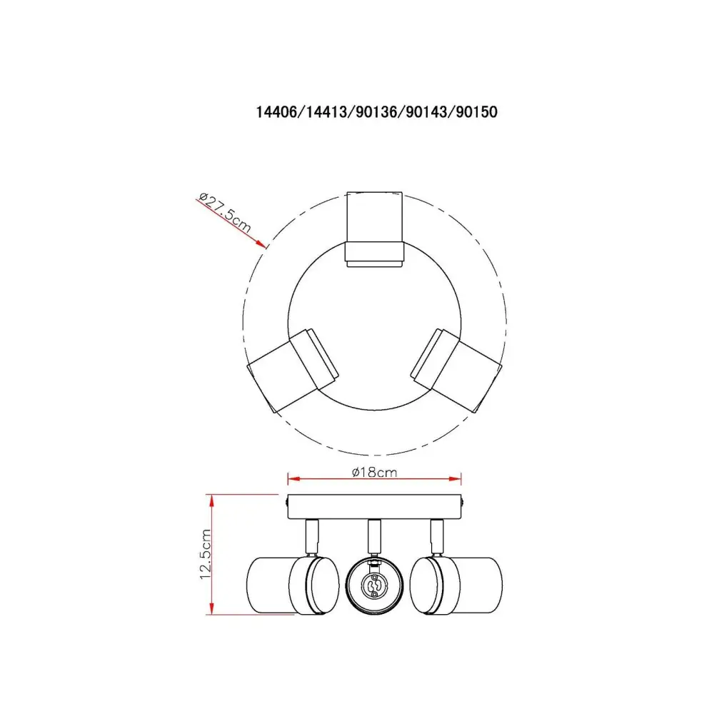 Satin adjustable 3 Way Round Plate Interior Ceiling Spotlight UKEW