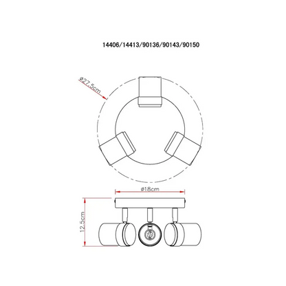 Satin adjustable 3 Way Round Plate Interior Ceiling Spotlight UKEW