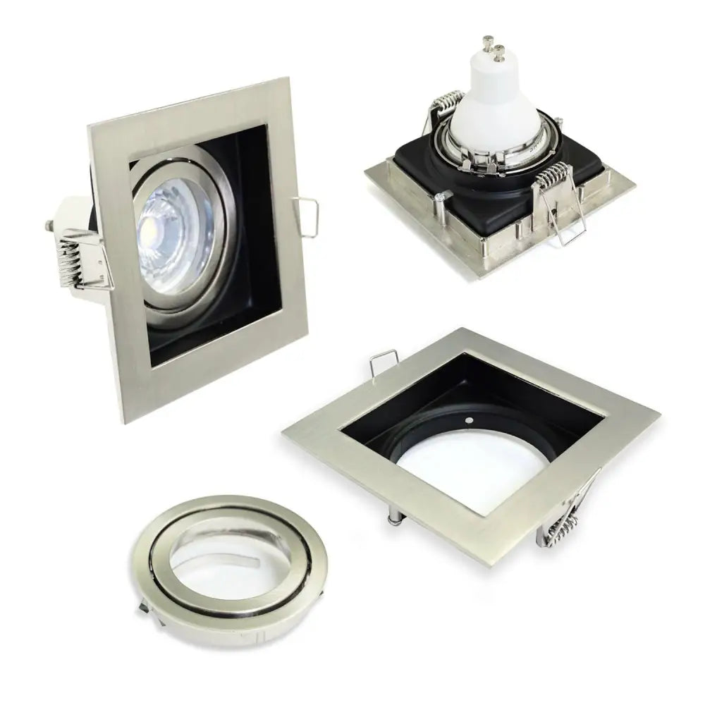 Ceiling Spotlight Recessed Downlight GU10 Fitting Square Chrome &Black UKEW