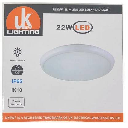 Slim 22W LED Low Ceiling light Slim LED Ceiling or Wall IP65 Bulkhead Light UKEW