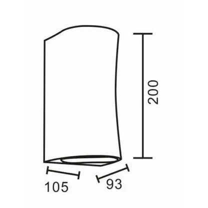 Space grey Outdoor Wall Up&Down Light Curved Design Square or Round IP54 GU10 UKEW