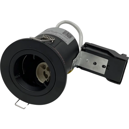 GU10 Fire Rated Round Recessed Ceiling Twist Lock fix Downlight Matt Black Lock & Lock