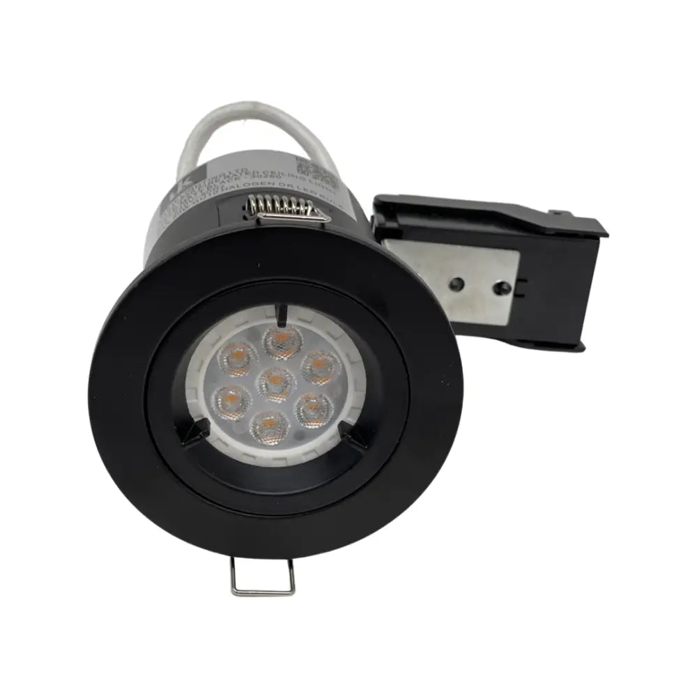 GU10 Fire Rated Round Recessed Ceiling Twist Lock fix Downlight Matt Black Lock & Lock
