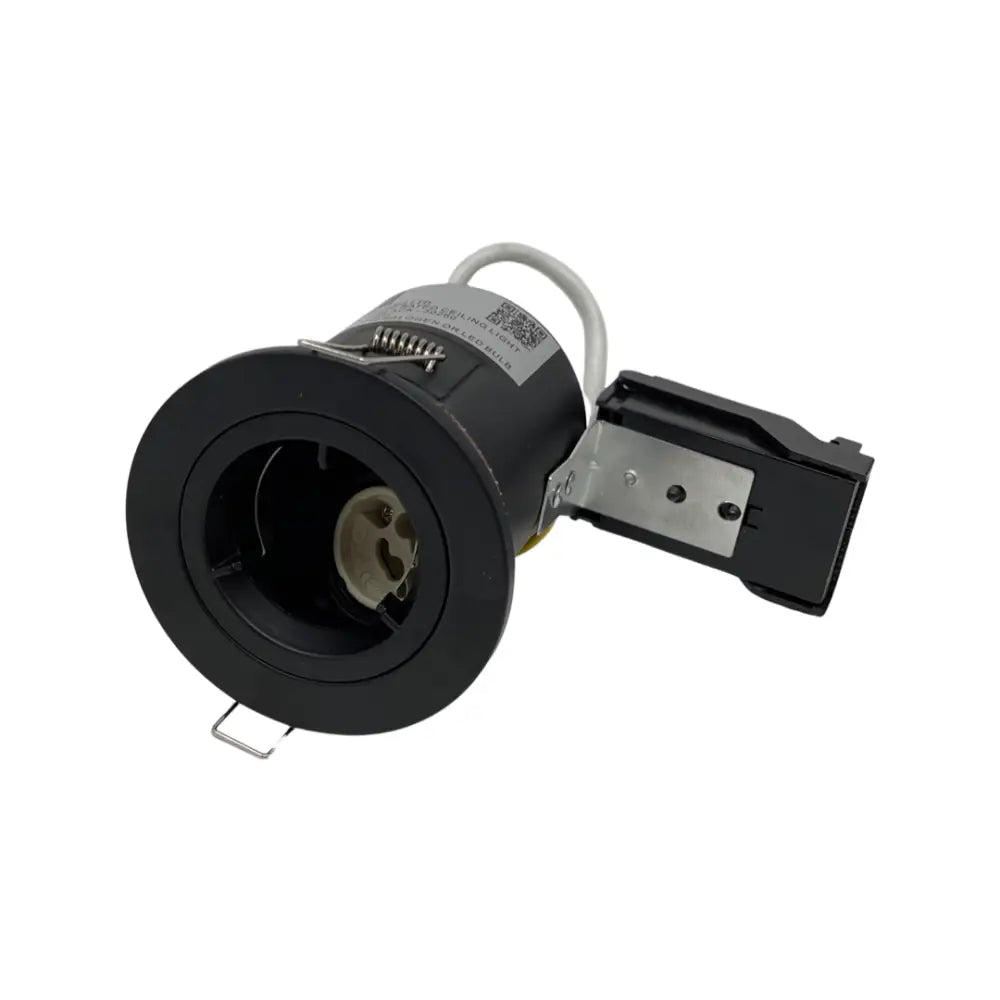 GU10 Fire Rated Round Recessed Ceiling Twist Lock fix Downlight Matt Black Lock & Lock