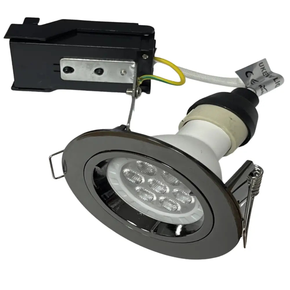 Fix Black Chrome Ceiling Gu10 Large Recessed Mains 240v Downlight LED UKEW UKEW