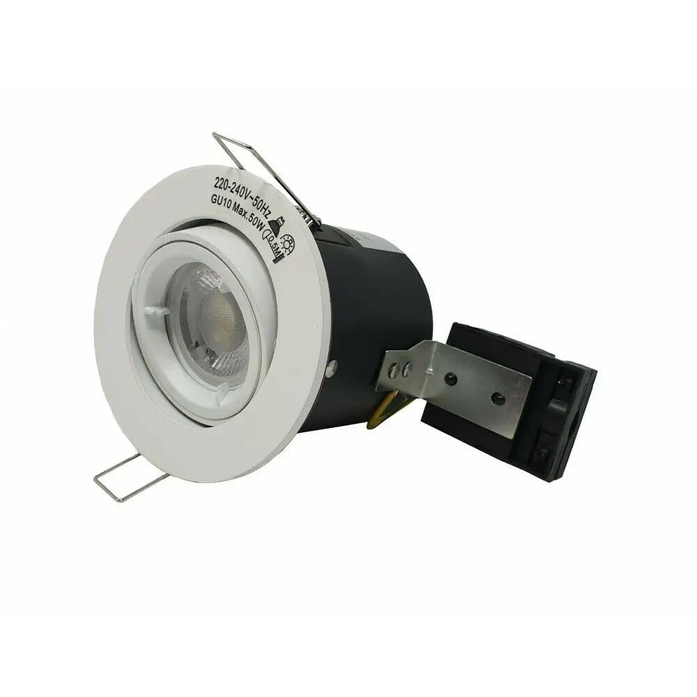 GU10 Fire Rated Round Recessed Ceiling Twist Lock Downlight Tilt  White UKEW