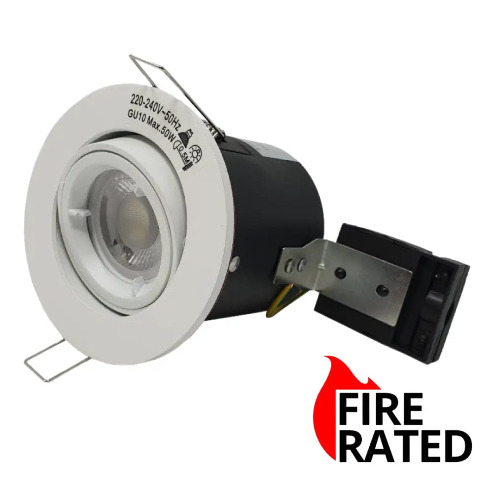 GU10 Fire Rated Round Recessed Ceiling Twist Lock Downlight Tilt  White UKEW
