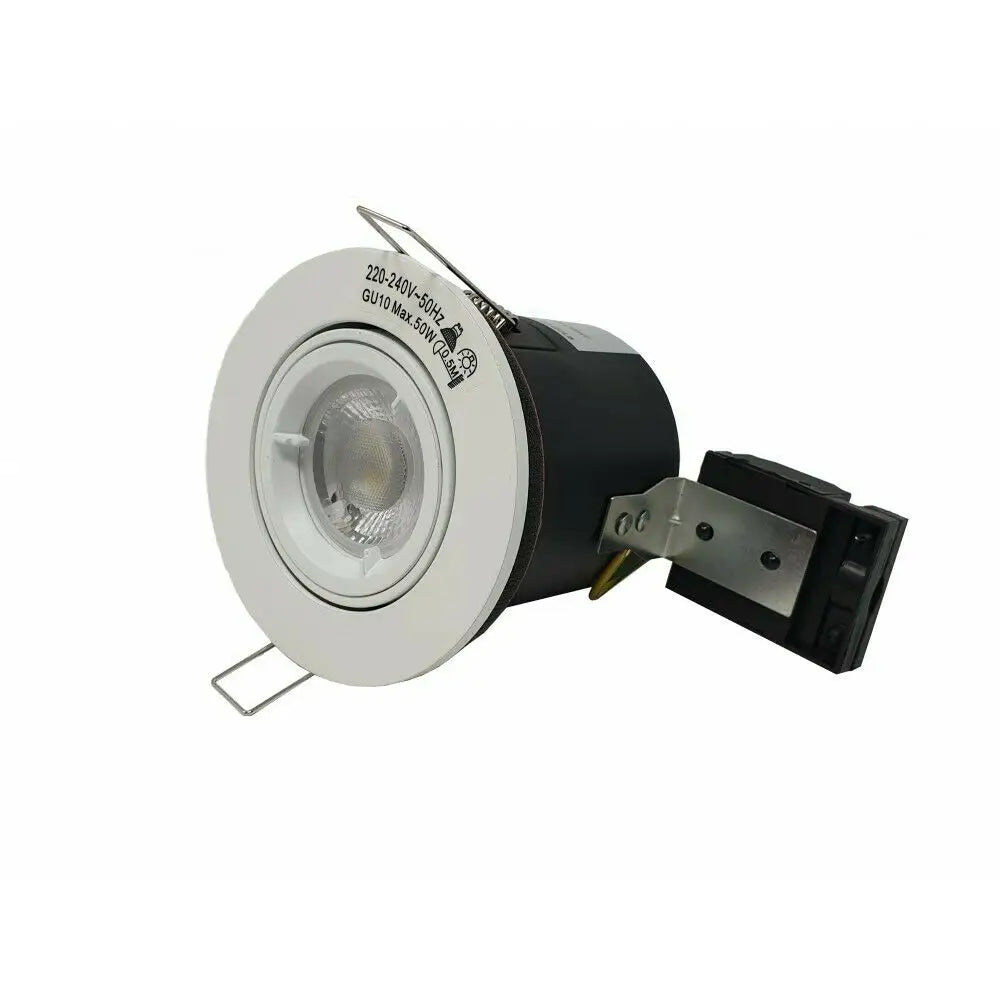 GU10 Fire Rated Round Recessed Ceiling Twist Lock Downlight Tilt  White UKEW