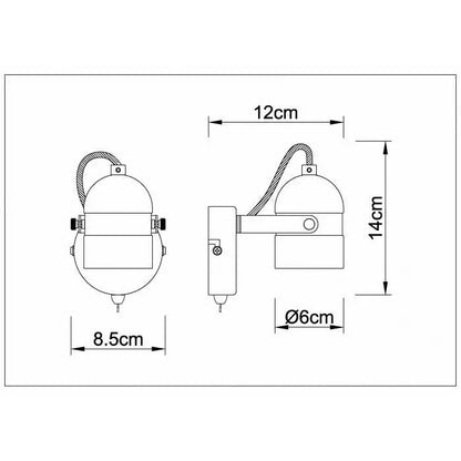 Single Adjustable Wall Bedside Light With Toggle Switch - White Colour UKEW