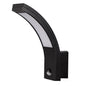 LED black curved PIR wall lamp 10W, Motion detector, IP54, 6000K Daylight UKEW