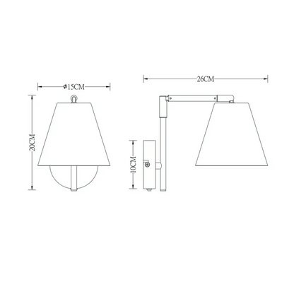 Single Bedside light Rocker Switch Swing Arm Adjustable Wall Mount Light Fitting UKEW Lighting