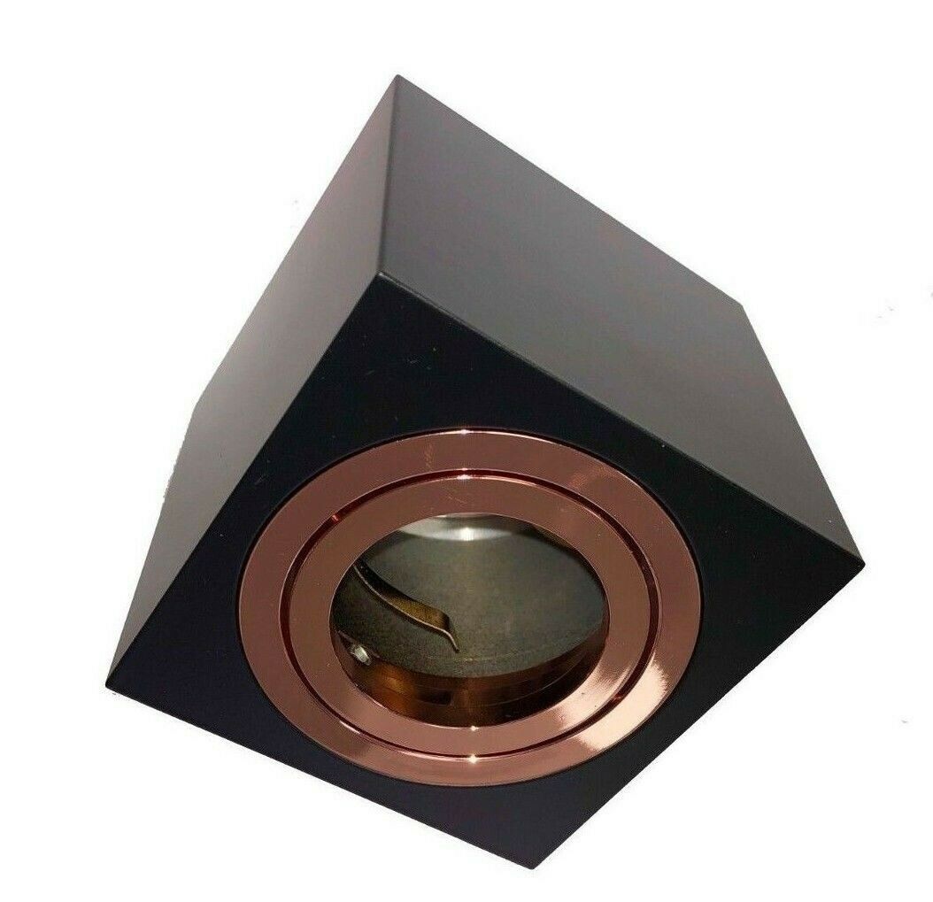 Ceiling Light Surface Mounted Downlight GU10 Spot Square Black& Rose Gold IP20 UKEW