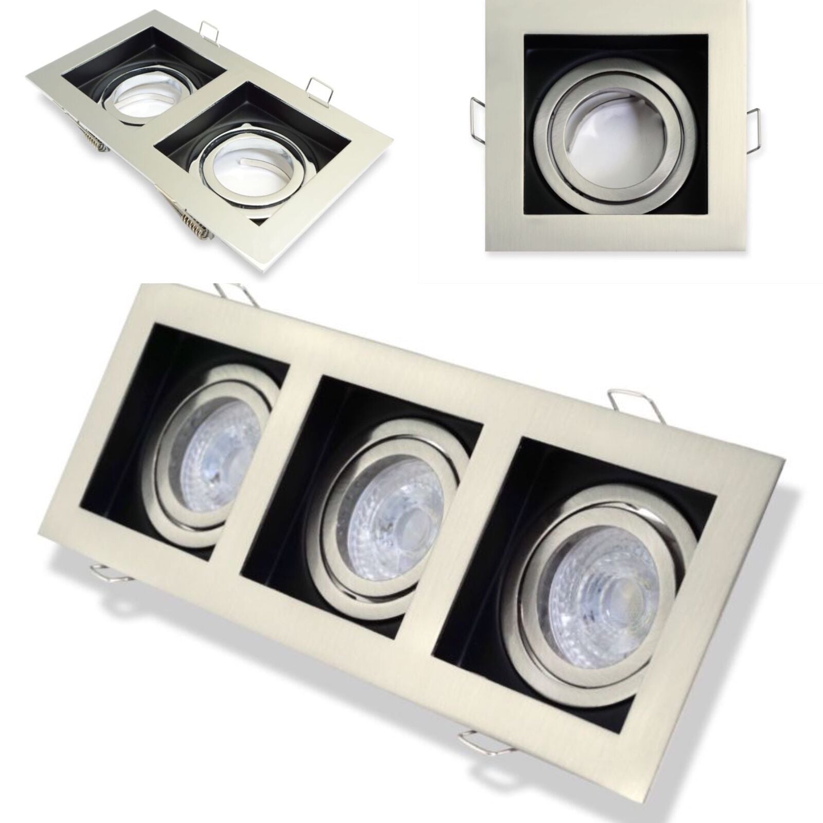 Ceiling Spotlight Recessed Downlight GU10 Fitting Square Chrome &Black UKEW