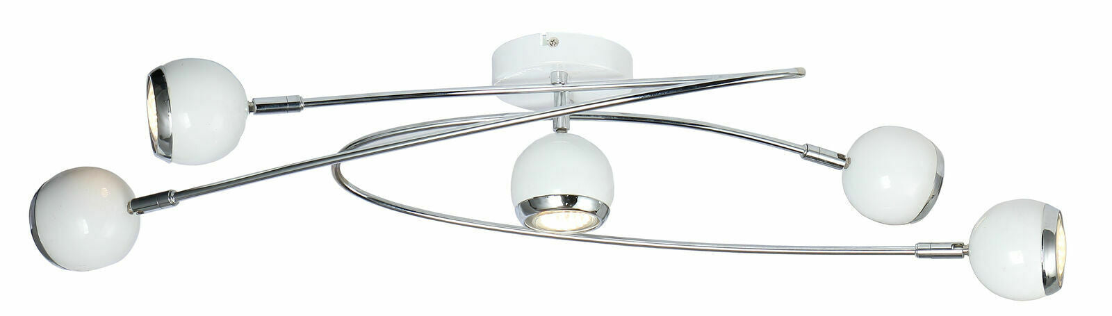 Contemporary 5 Way Ceiling Retro Swirl Arm White Round Adjustable Ball Fitting BALL