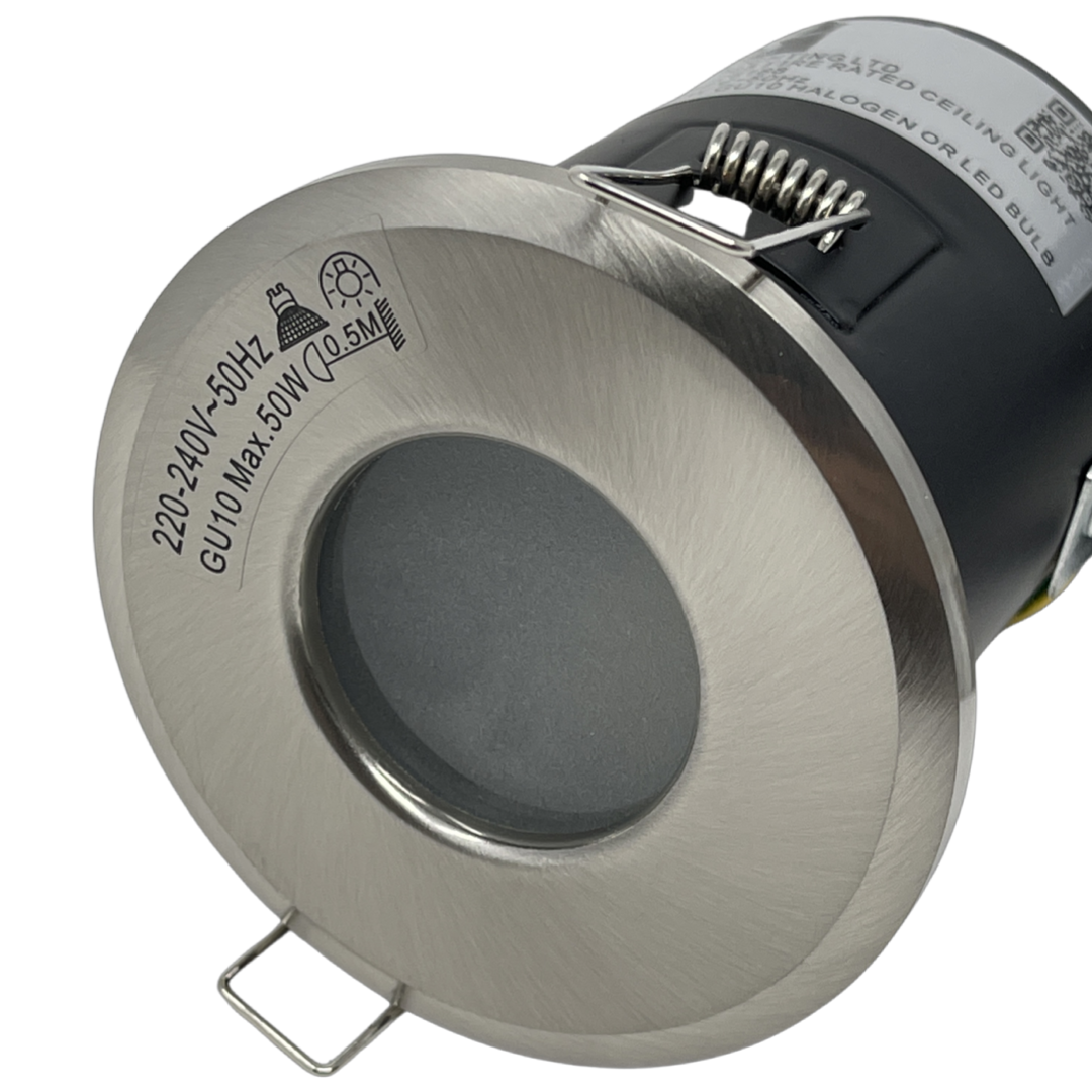 Satin Bathroom IP65 Fire Rated GU10  Downlight Spotlights LED Compatible UKEW