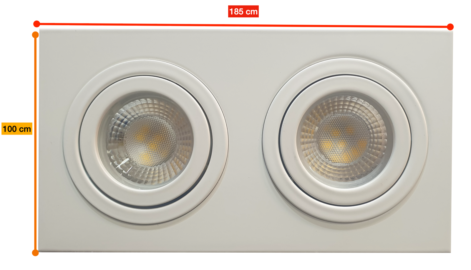 Decorative White Ceiling Downlight  GU10 Twin Square Recessed Spotlight Led Tilt Twin