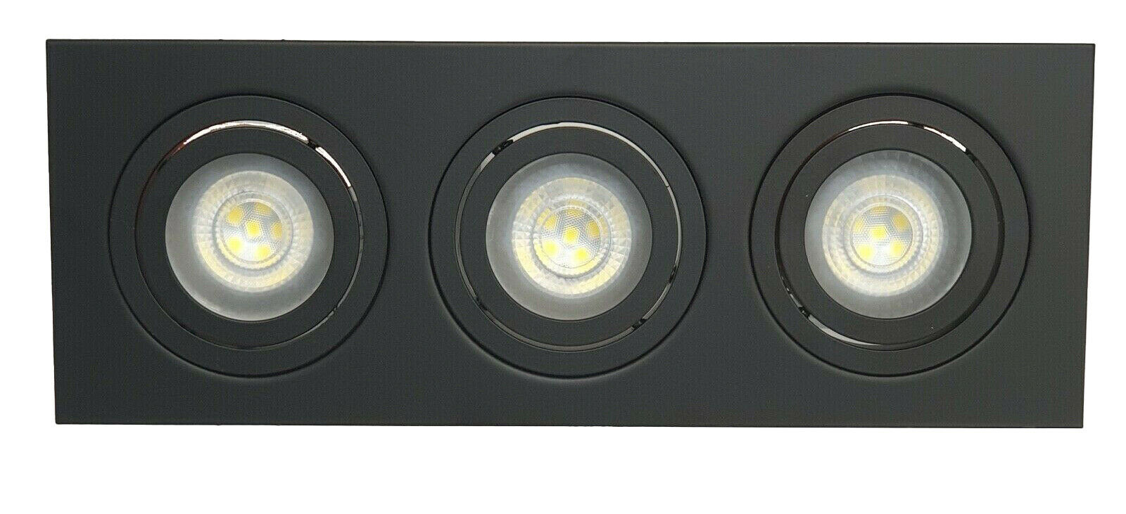 Black Triple Recessed 3 Way Bar Light GU10 Tilt Ceiling Downlight Spotlight GU10 UKEW