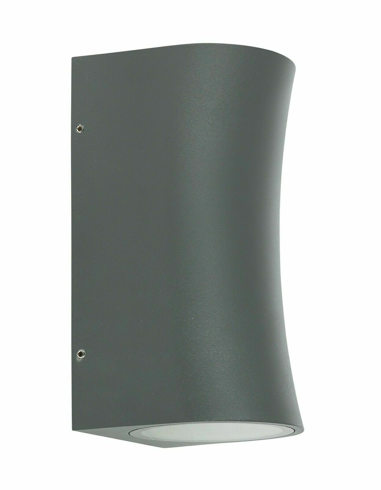 Space grey Outdoor Wall Up&Down Light Curved Design Square or Round IP54 GU10 UKEW
