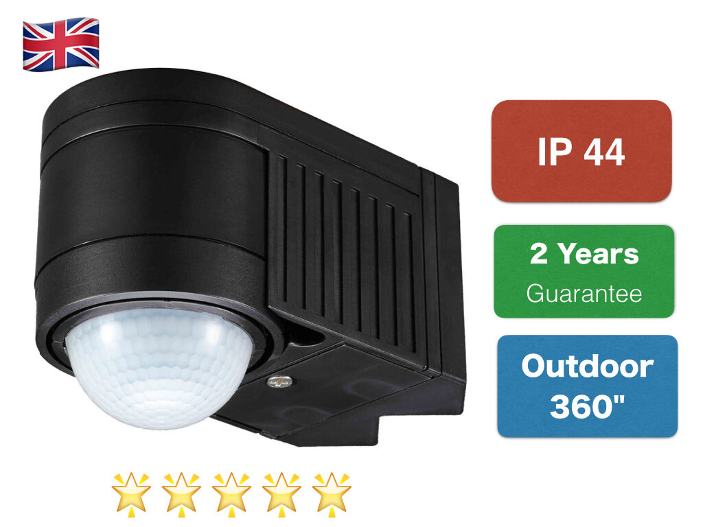 ️Black Outdoor 360 Degree PIR Infrared Motion Sensor IP44 Certified UKEW