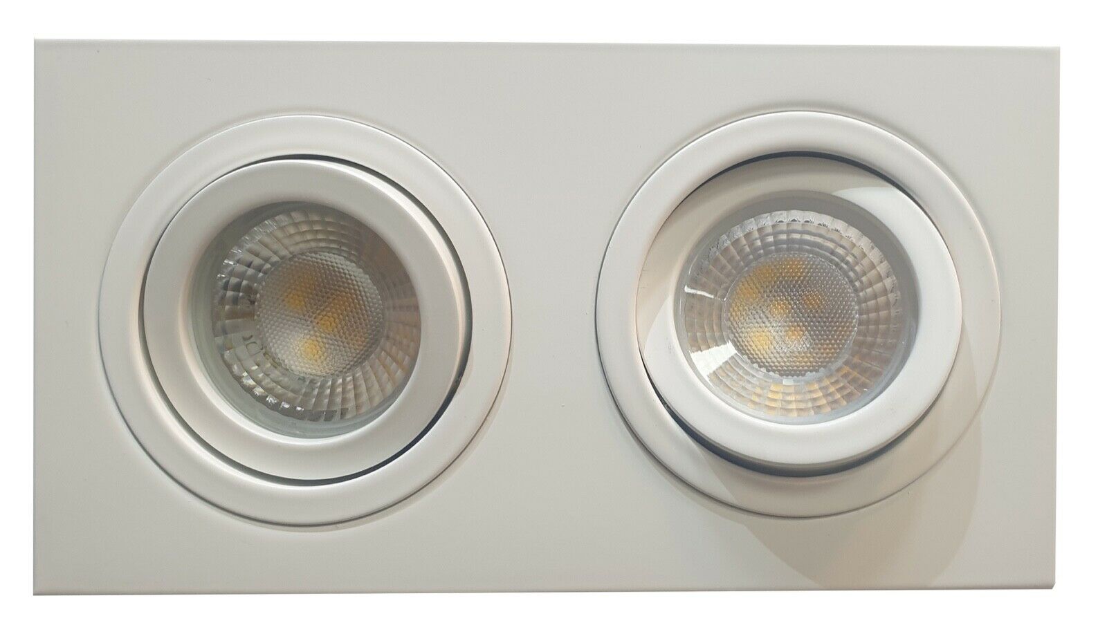 Decorative White Ceiling Downlight  GU10 Twin Square Recessed Spotlight Led Tilt Twin