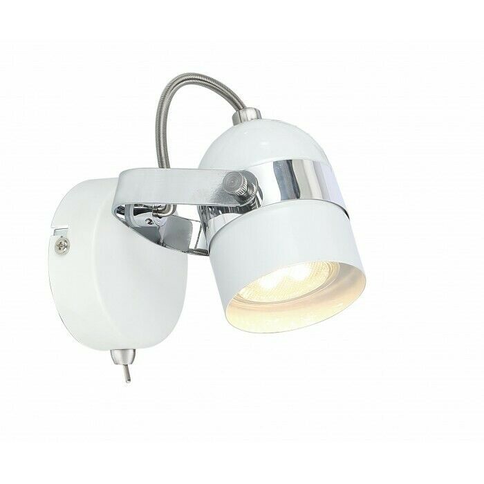 Single Adjustable Wall Bedside Light With Toggle Switch - White Colour UKEW