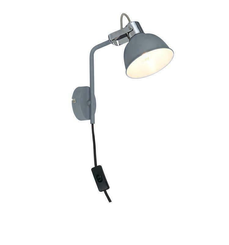 Contemporary Grey Bedside light Plug In Wall Adjustable Directional Shade UKEW Lighting