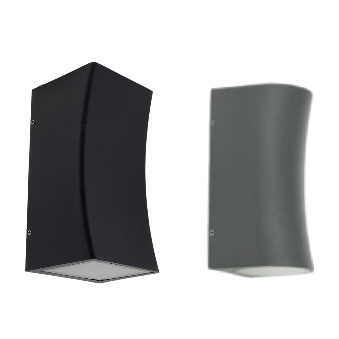 Space grey Outdoor Wall Up&Down Light Curved Design Square or Round IP54 GU10 UKEW