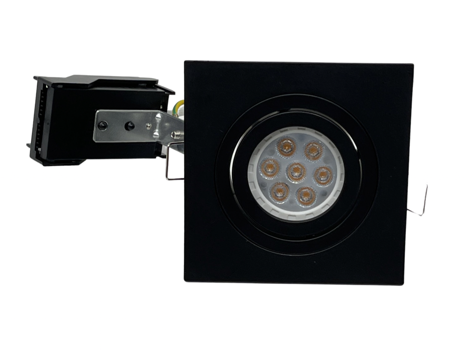 Black Square Tilt Ceiling Recessed Spotlight Downlight GU10 LED   Black premiumlux