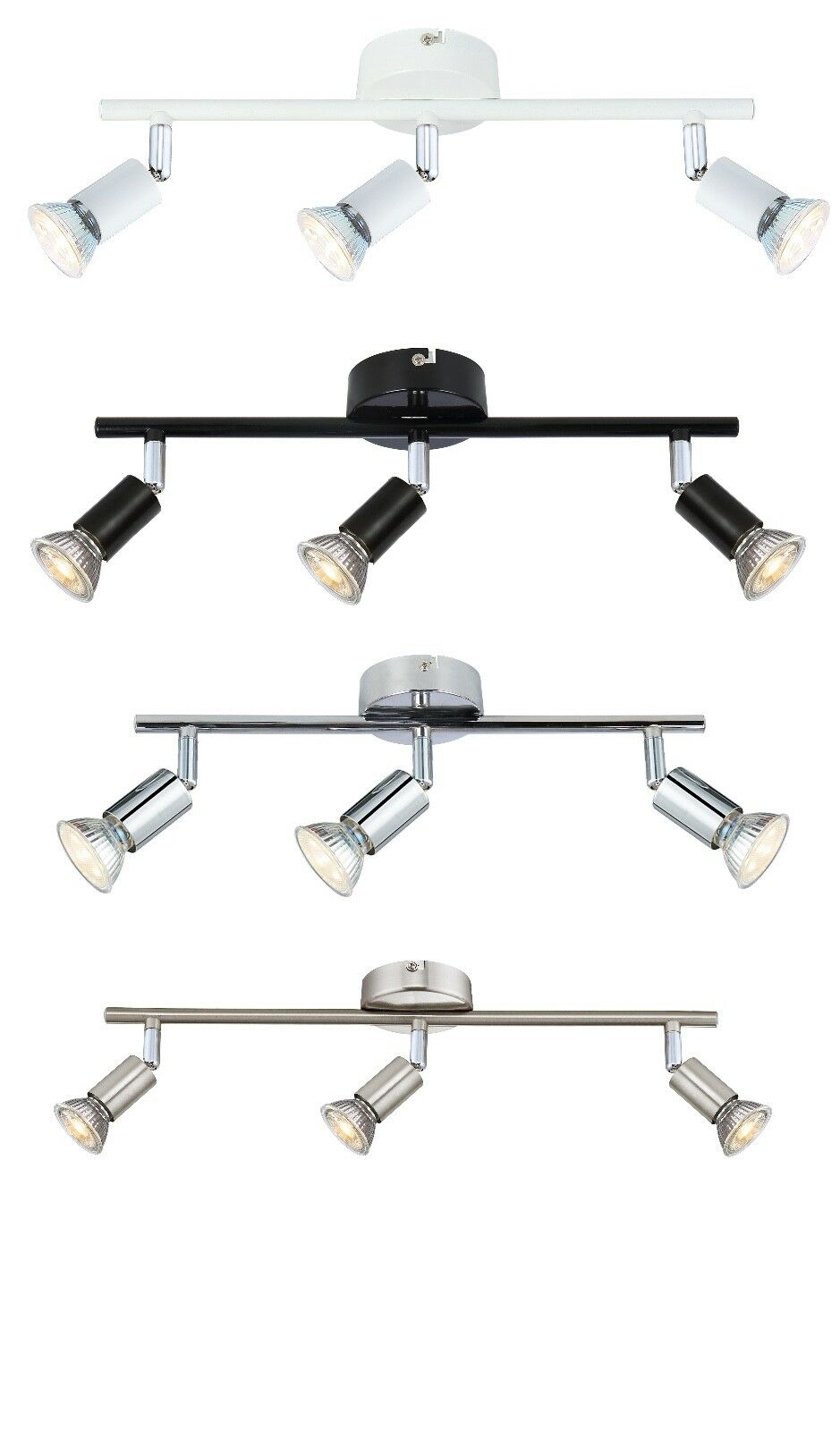 3 Way Adjustable LED GU10 Ceiling Spotlight Bar Kitchen light UKEW