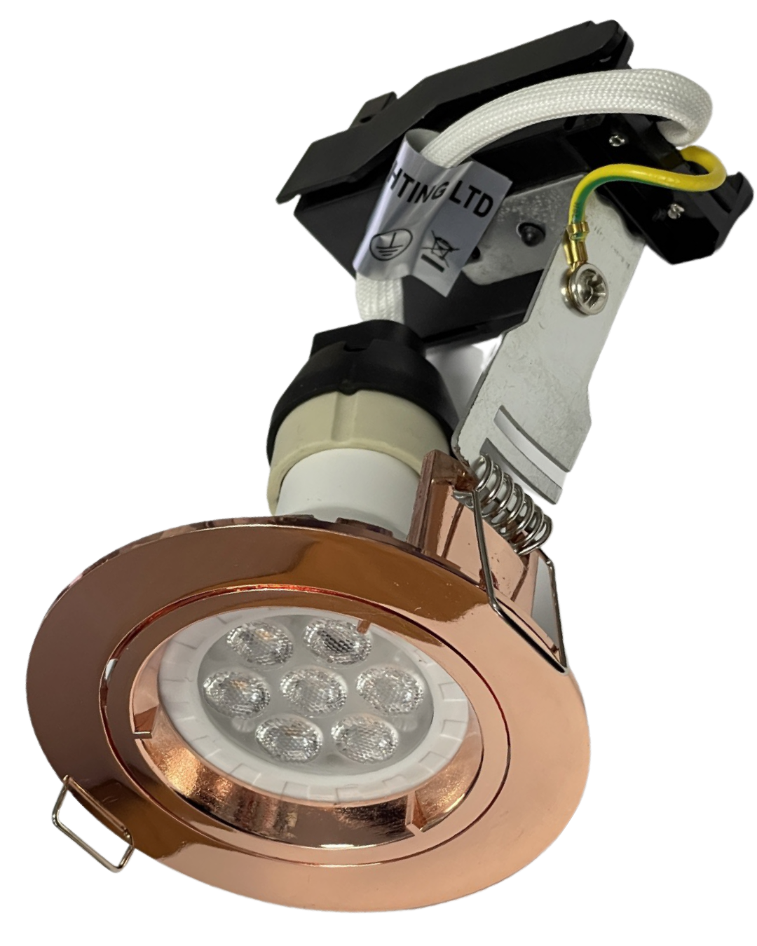 Fix Rose Gold Ceiling Gu10 Large Recessed Mains 240v Downlight LED or Halogen UKEW