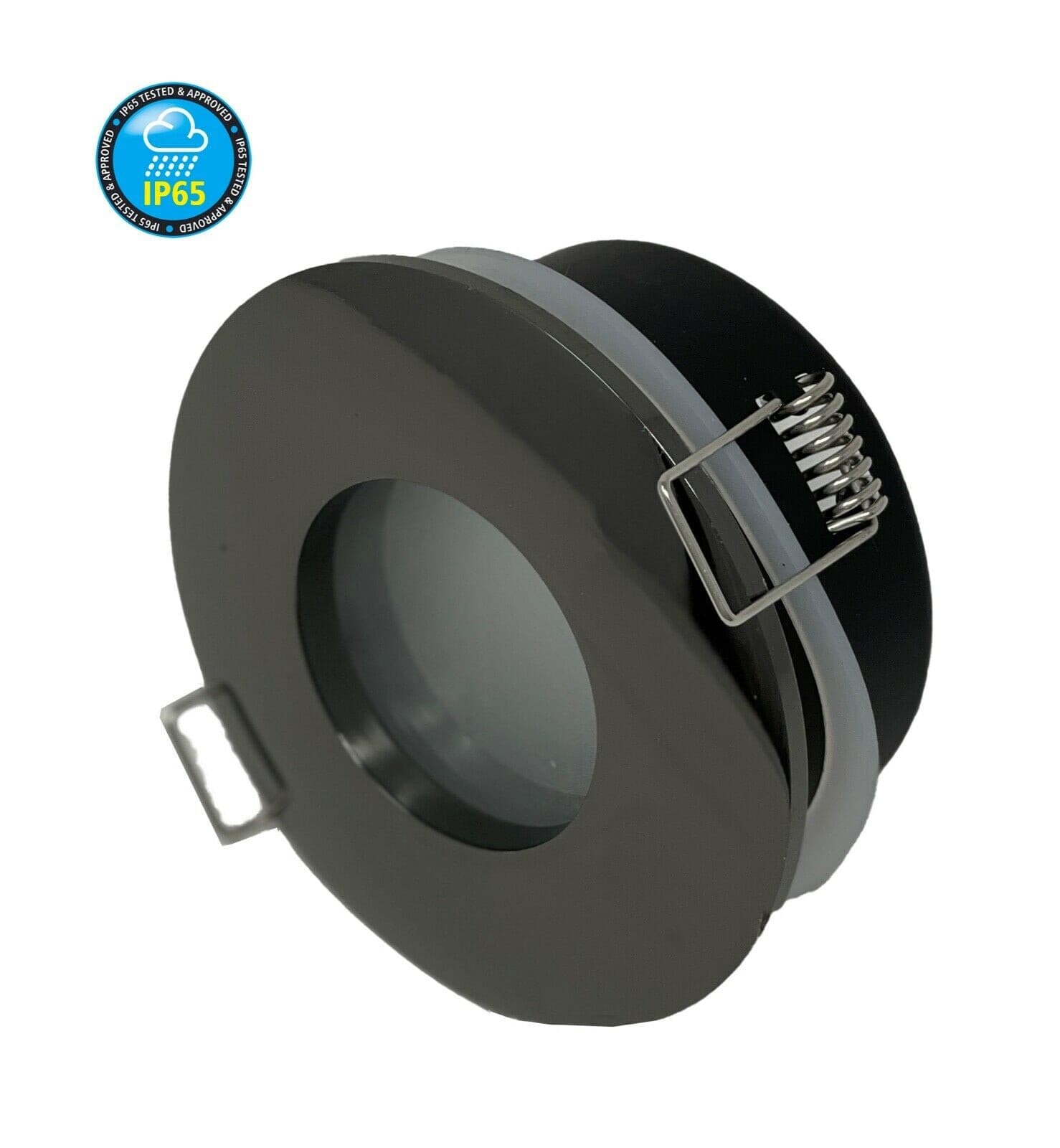 Black chrome Round Bathroom Shower Downlight  GU10 for Zone 2,3 IP65 UKEW