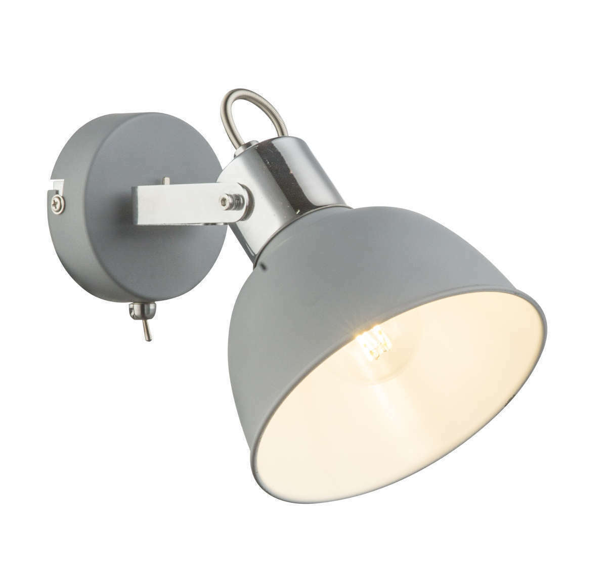 Single Wall Bedside Light with Toggle Switch Grey Screw bulb UKEW